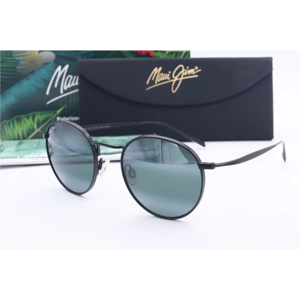 Maui Jim Nautilus MJ 544-2M Black Oval Sunglasses Gray Polarized Lenses 50mm