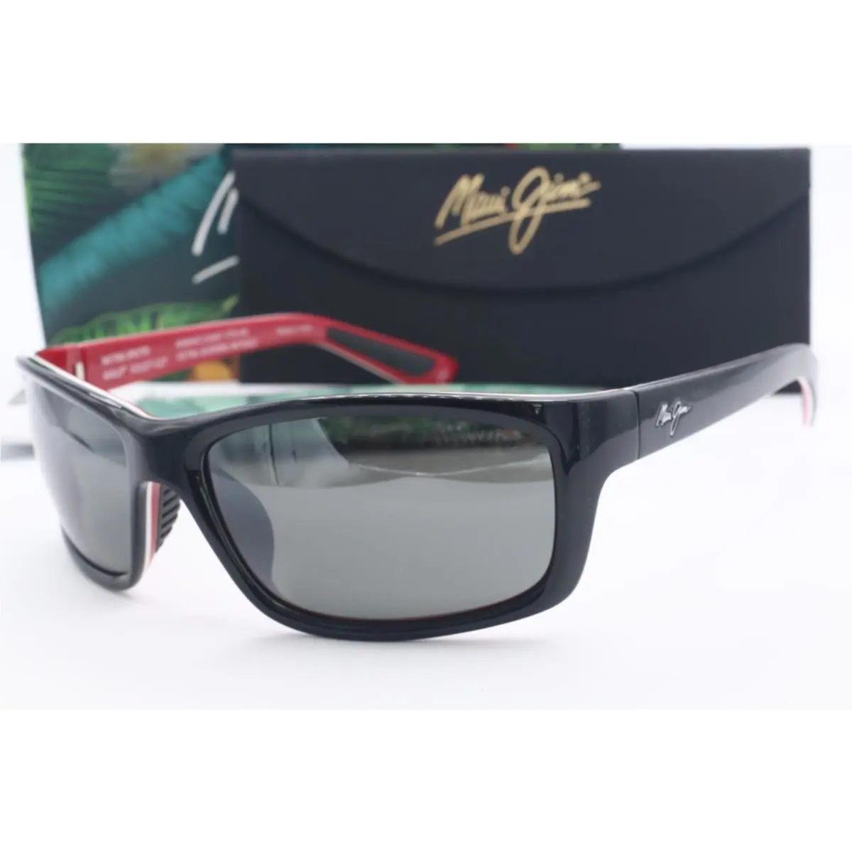 Maui Jim Kanaio Coast MJ 766-34UTD Black Wrap Sunglasses Gray Polarized Lenses