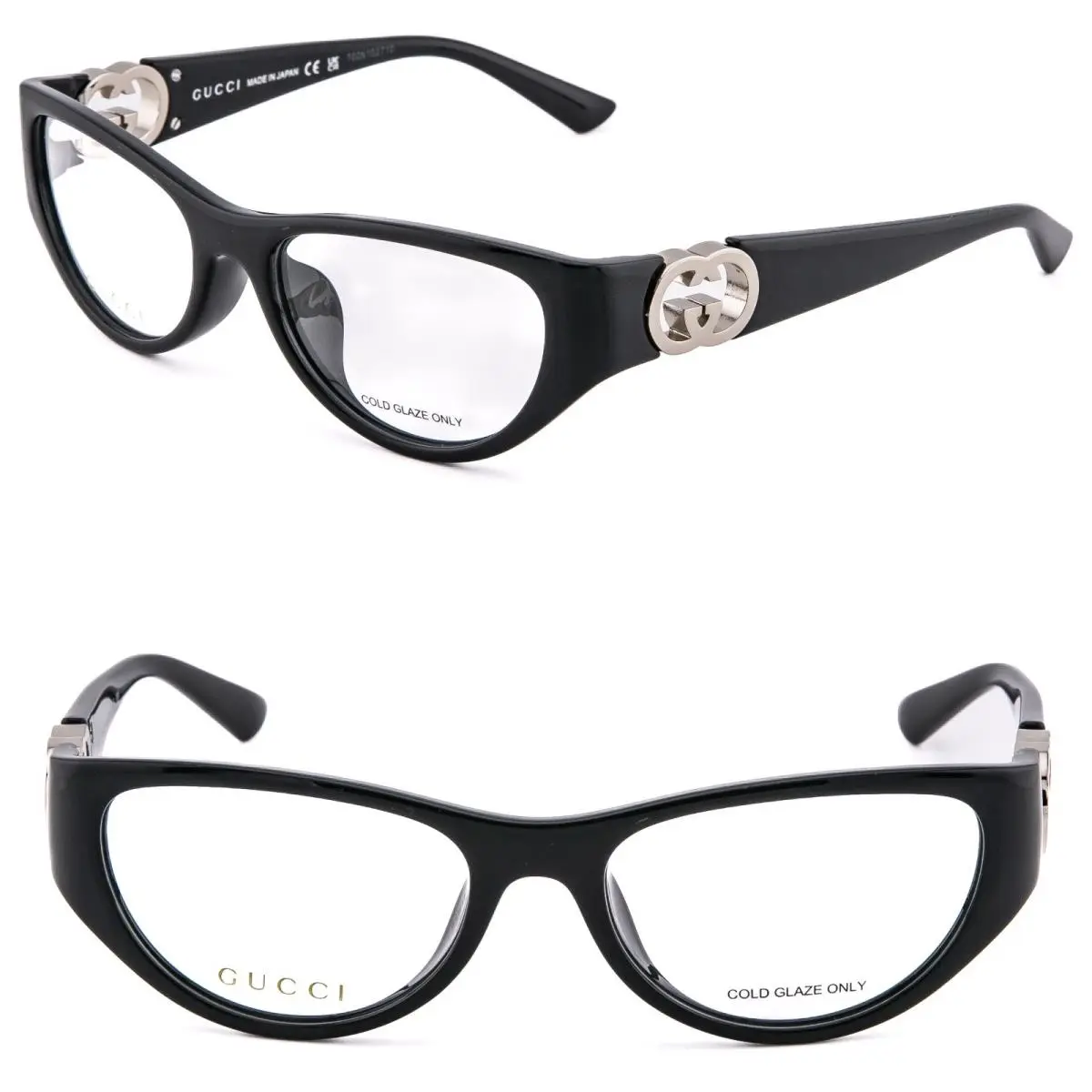 GG1825O 1825 Black Silver GG Logo Cat Unisex Eyeglasses Optical 54mm 001 by Gucci
