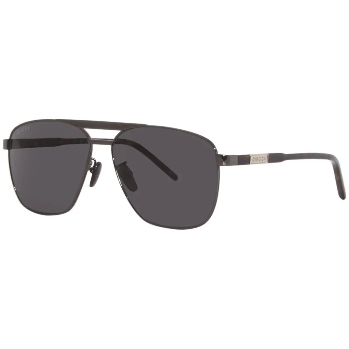 Gucci GG1164S 001 Sunglasses Men`s Gunmetal/havana/grey Rectangle Shape 58mm