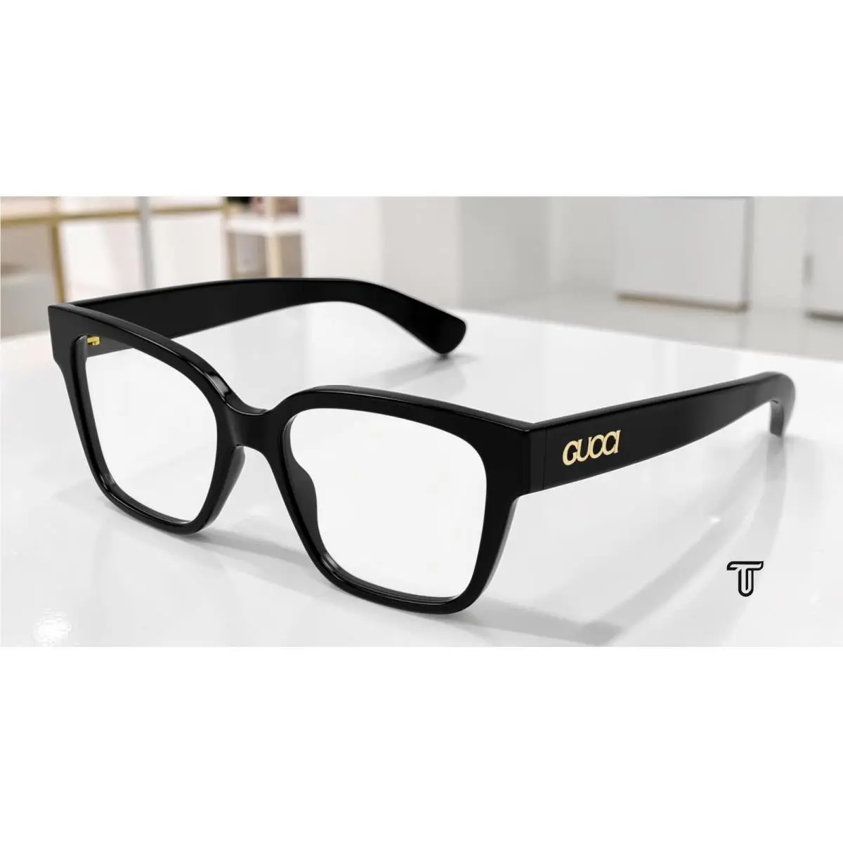 GG1791O 005 Rectangular Squared Black Demo Lens 53 mm Women`s Eyeglasses by Gucci