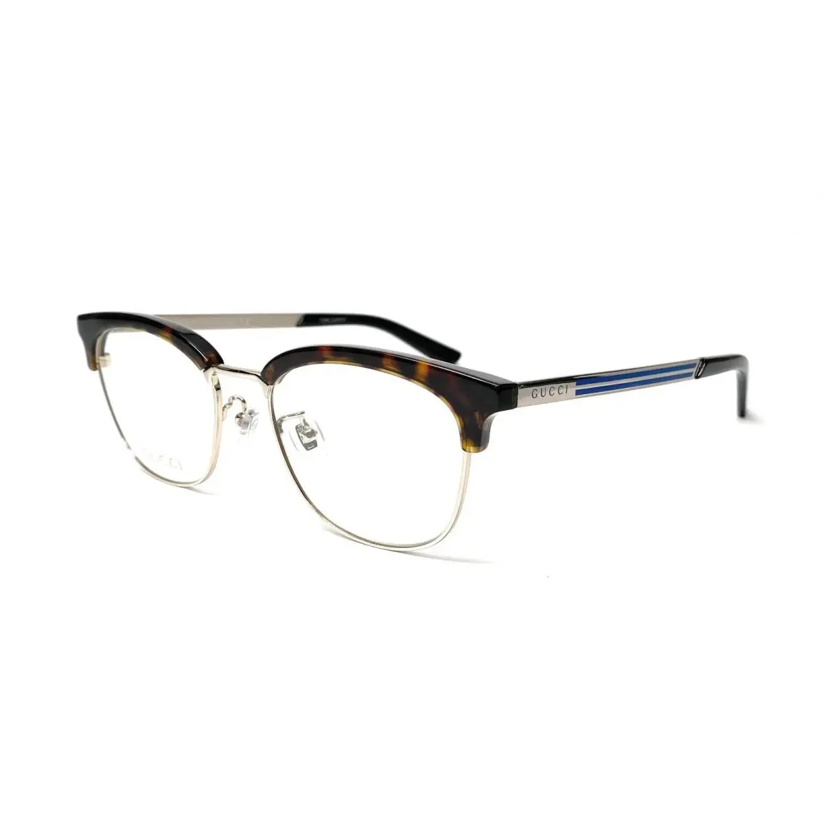 Gucci GG0698OA 004 Round Oval Silver Havana Demo Lens Men`s Eyeglasses 53 mm