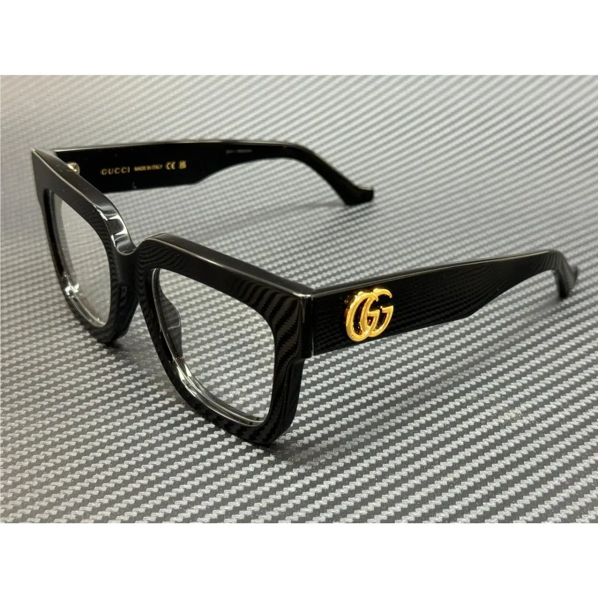 GG1549O 001 Black Gold Women`s Medium 52 mm Eyeglasses by Gucci