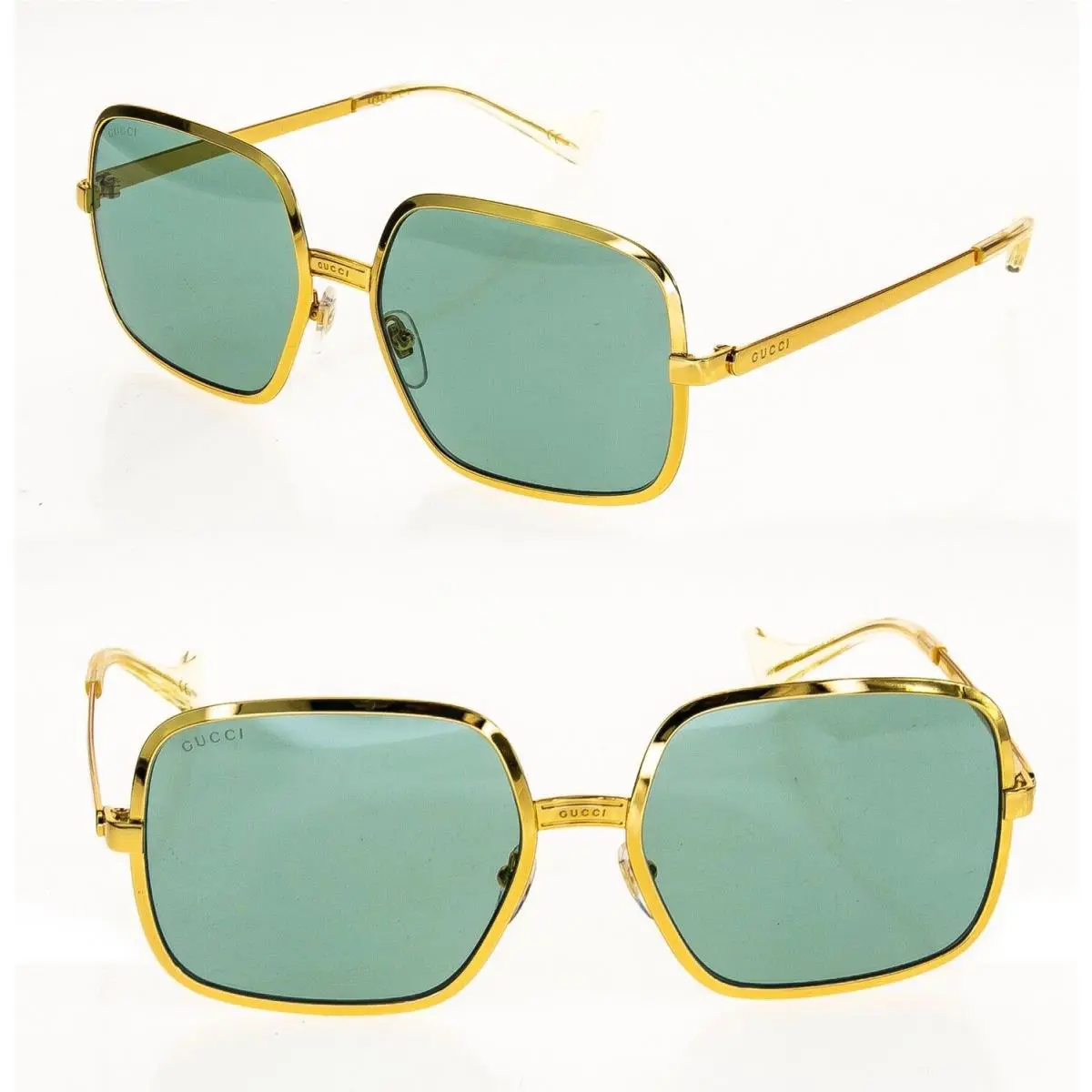 Gucci 1063 Gold Green Retro Gg1063s 002 Square Fashion Unisex Metal Sunglasses