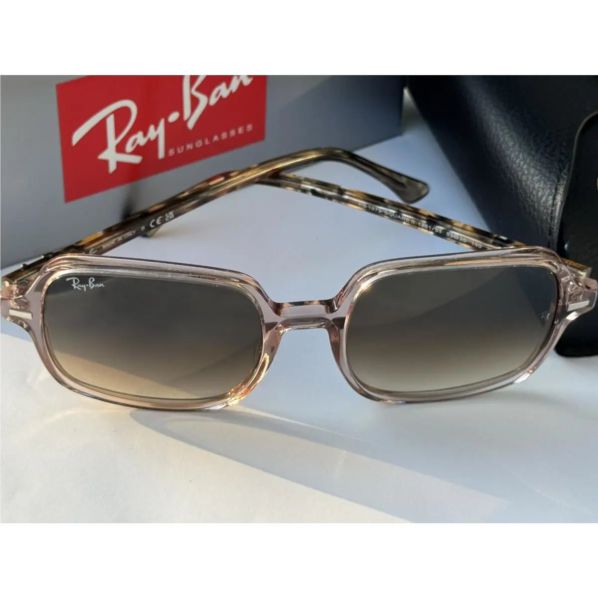 Ray-ban RB1973 128151 Square 11 Polished Brown Light Brown Grad Sunglasses