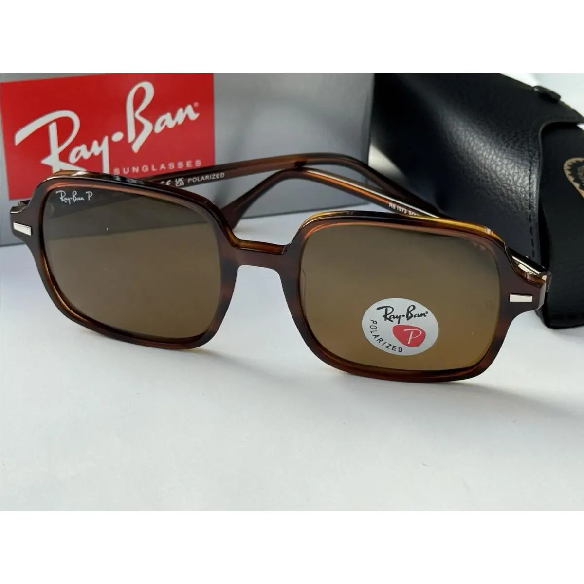 Ray-ban RB1973 95457 Square 11 Polished Havana Polarized Brown Sunglasses 53