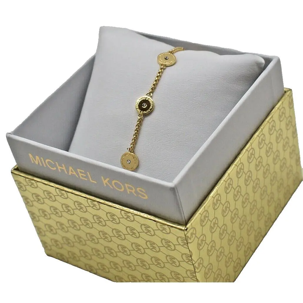 Michael Kors Pave Logo Chain Bracelet Goldtone