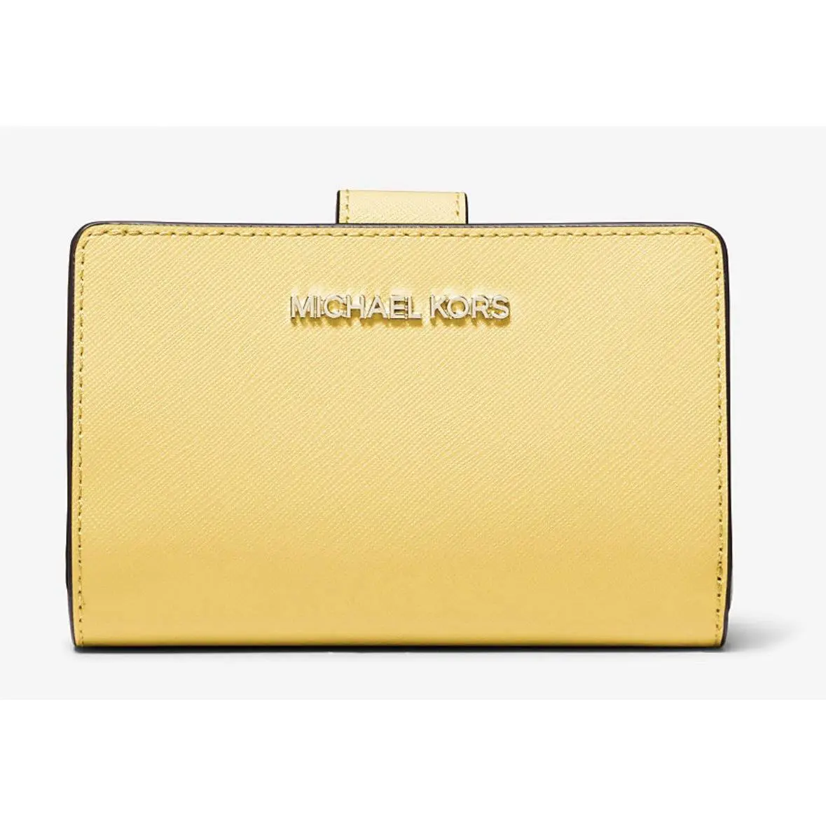 Michael Kors Medium Crossgrain Leather Wallet Daisy Yellow Wih Tag