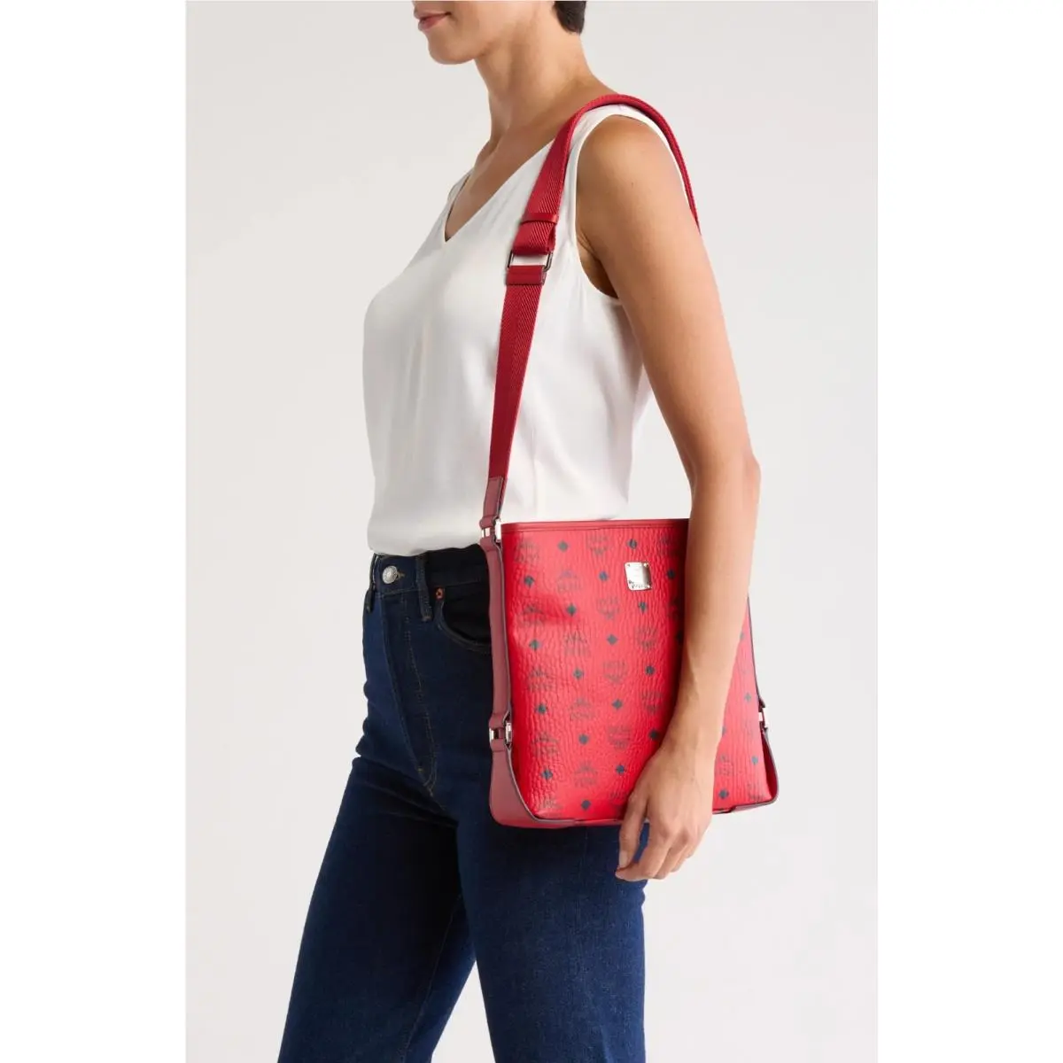 Mcm Aren Logo Crossbody Bag Candy Red 1 Year Guarantee Included