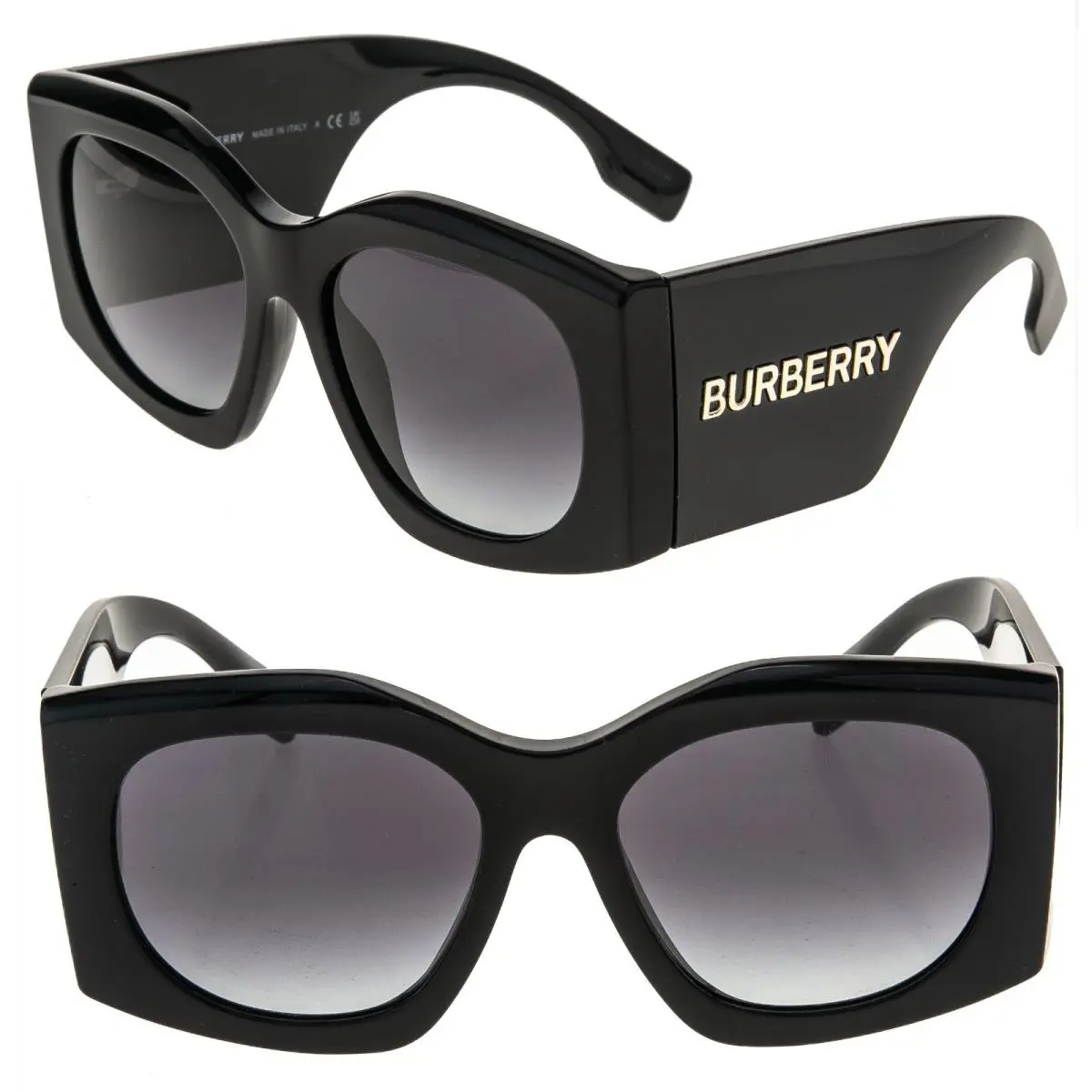 Burberry 4388 Madeline BE4388U Black Bold Logo Oversized Fashion Sunglasses
