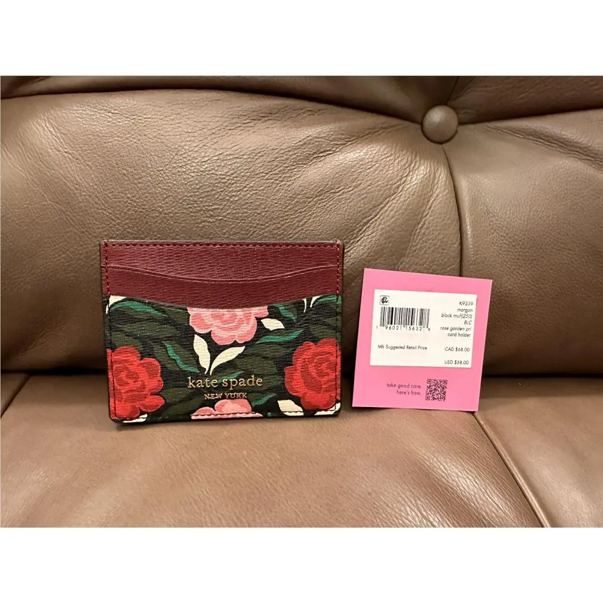 Kate Spade NY Morgan Rose Garden Cardholder ID Case Floral Black Multi