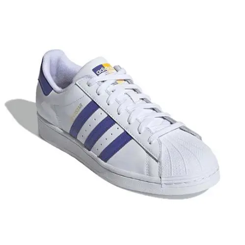 Adidas Superstar Low Lace Unisex Men SZ 5.5 = Women SZ 7 Shoes White/lakers - WHITE PURPLE YELLOW GOLD - 50U- FX5529
