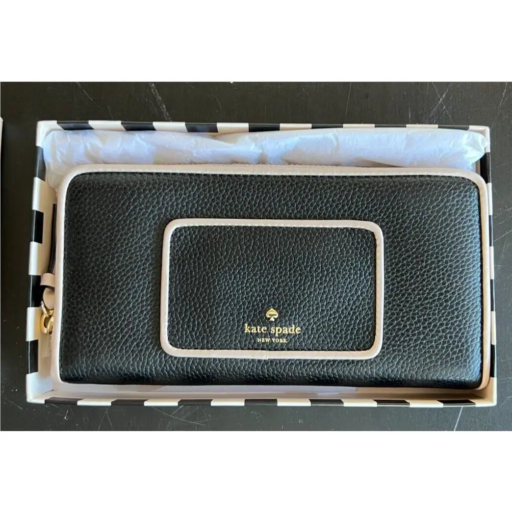 Kate Spade Lacey Lilac Street Dot Clocktower Wallet PWRU4556 Black New
