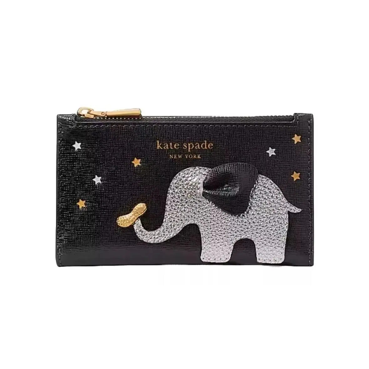 Kate Spade Black Multiellie Embellished Small Slim Bifold Wallet