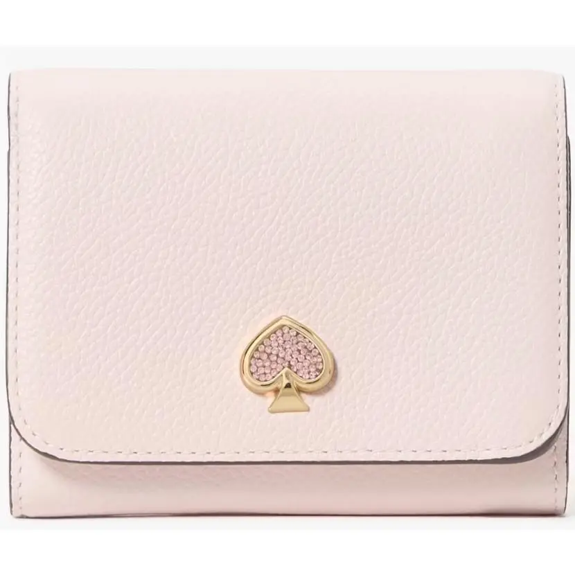 Kate Spade Kayla Embellished Spade L-zip Wallet KK113 Light Pink Leather