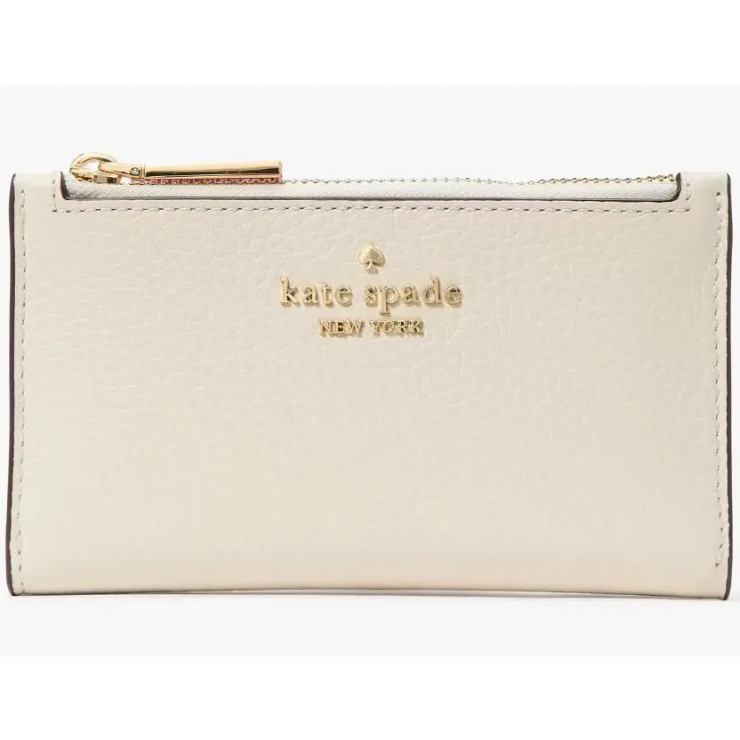 Kate Spade Julia Small Slim Bifold Ivory White Leather Wallet KK256