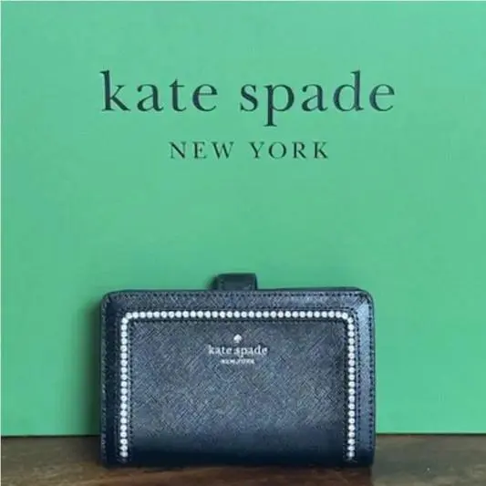 Kate Spade Madison Medium Compact Bifold Wallet Black Embellished with Crystals