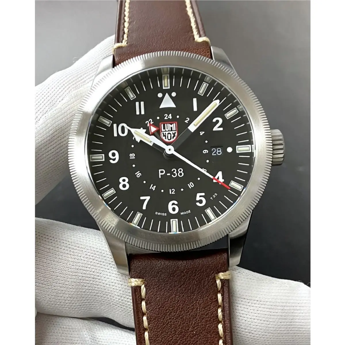Air Pilot P-38 Lightning Quartz 42mm Leather Men`s Watch XA.9521 by Luminox