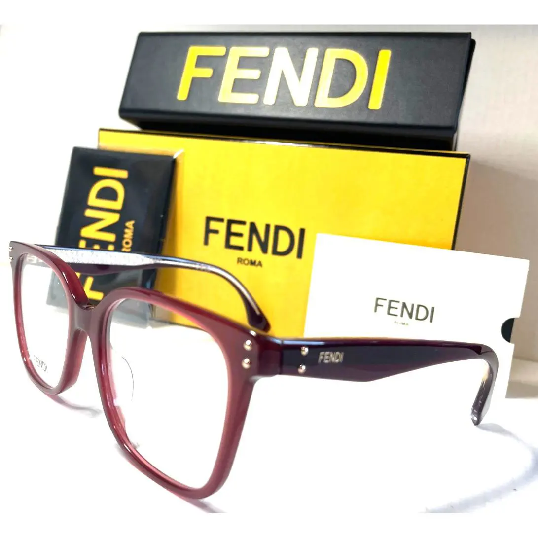 Fendi FE 50004I 069 Oversized Burgundy-gold Frame Eyeglasses 51-17