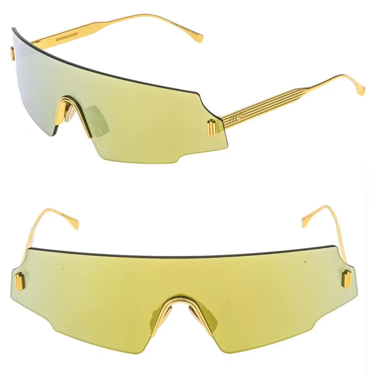 Fendi FF0440S Forceful 0440 Gold Mirrored Wrap Sport Fashion Unisex Sunglasses