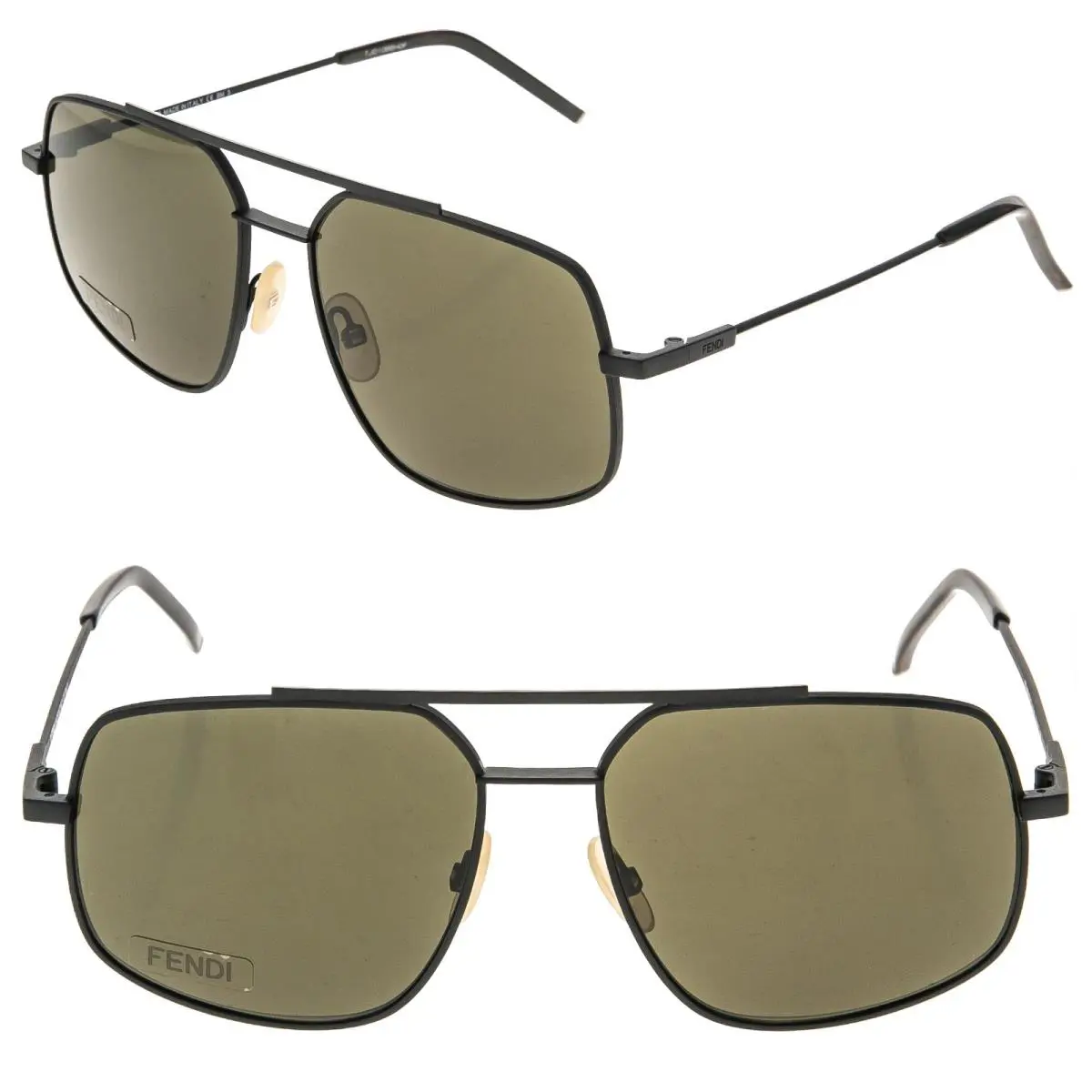 Fendi Air FFM0007S 0007 Dark Brown Navigator Metal Aviator Sunglasses Men
