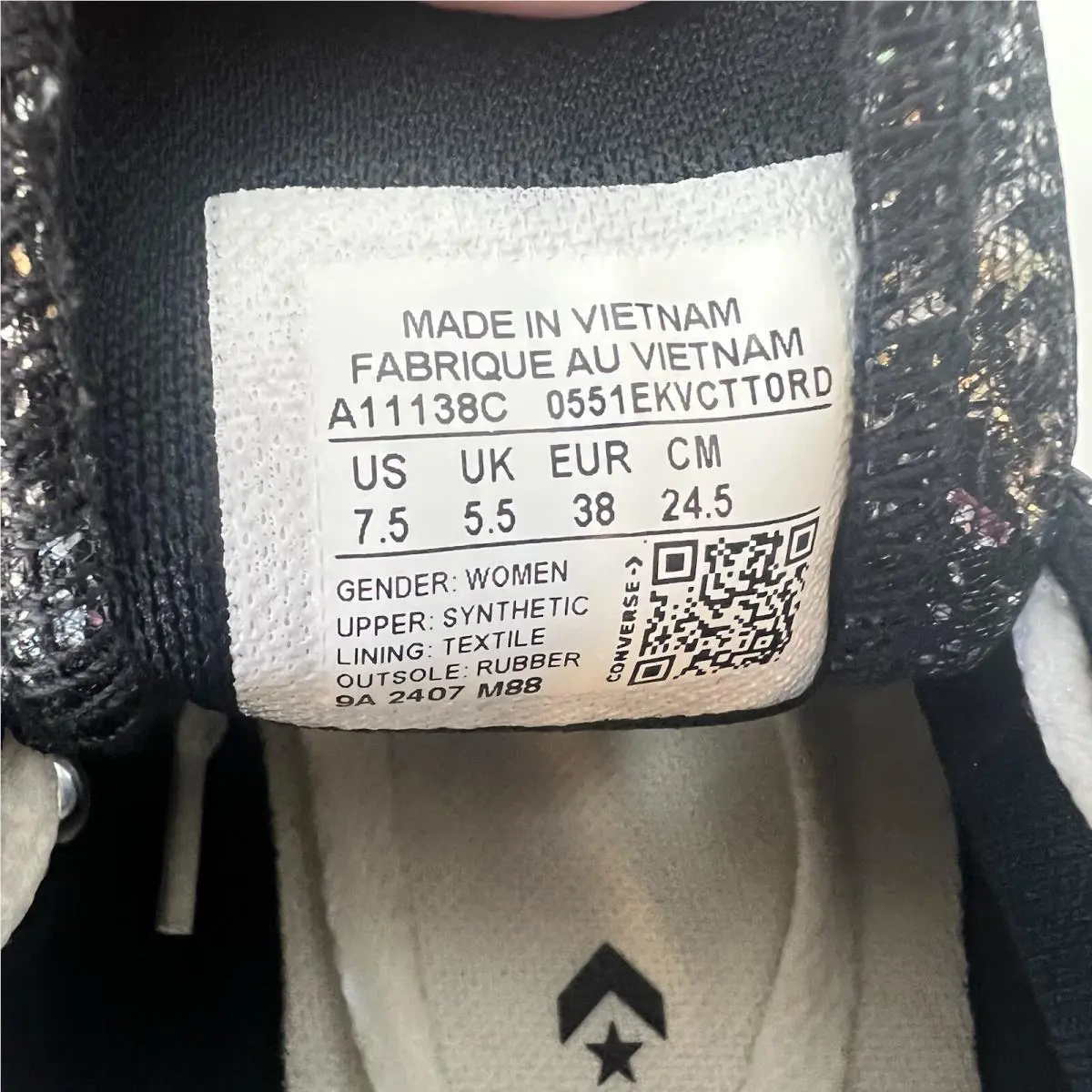 Converse shoes - Converse Chuck Taylor All Star Low Top - A11138C - Black & Silver (UPC: 0194435172019) 6