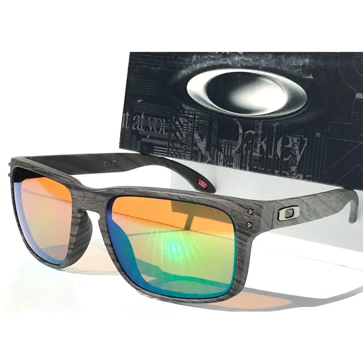 Holbrook Woodgrain Polarized Prizm Shallow Water Green Sunglass 9102-J8 by Oakley