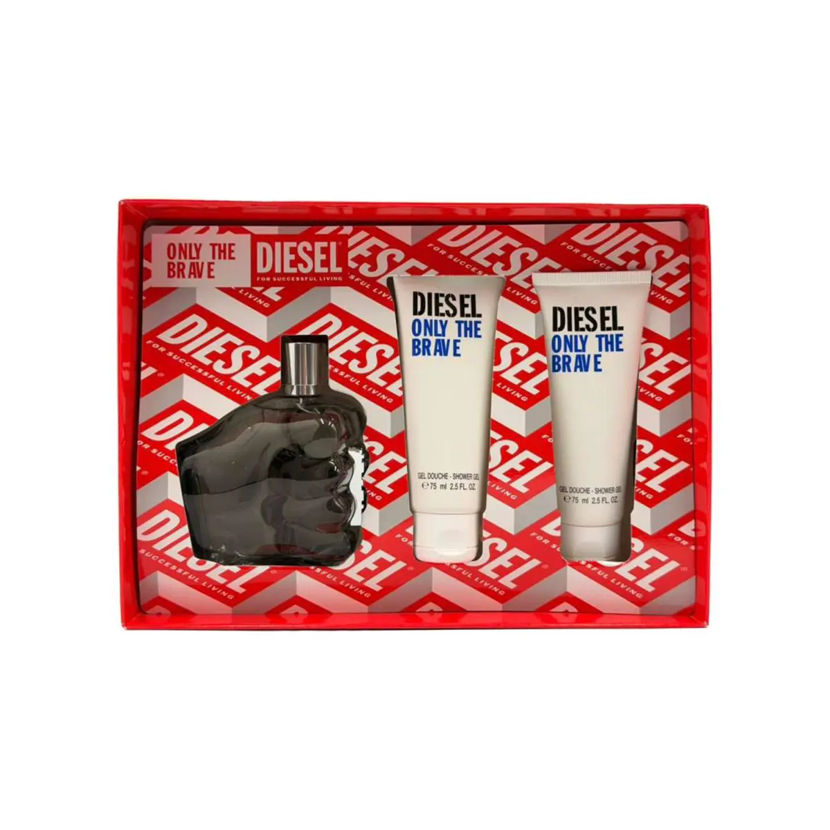 Only The Brave 3 PC Set For Men-4.2 oz Edt Sp+2x 2.5 oz Shower Gel by Diesel