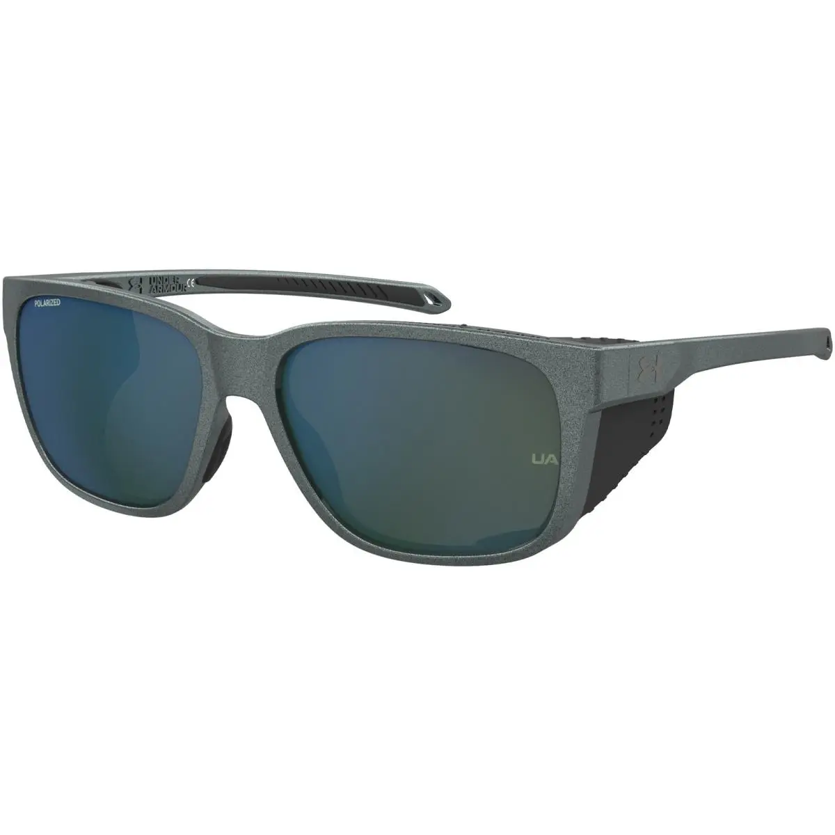 Glacial Polarized Men`s Sunglasses w/ Side Shield Uaglacial Taiwan Metallized Grey-Green/Green Multilayer (0BD5-VE) by Under Armour