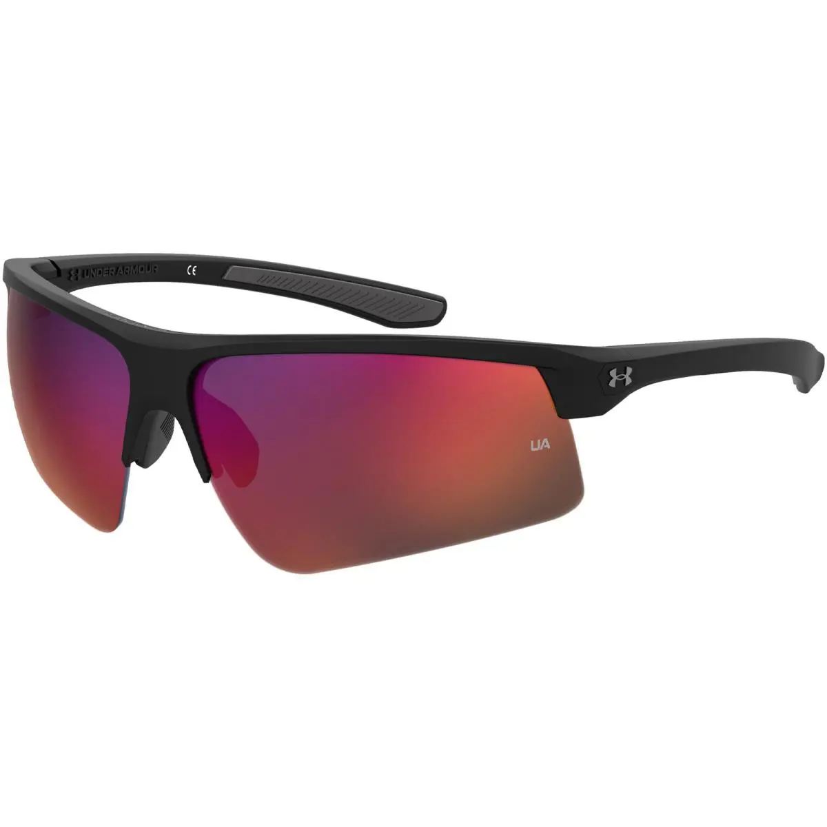 Under Armour Clutch Men`s Semi-rimless Wrap Sunglasses w/ Mirror Lens Uaclutchog - Matte Black Grey/Grey Infrared (0O6W-MI), Frame: Select Variation