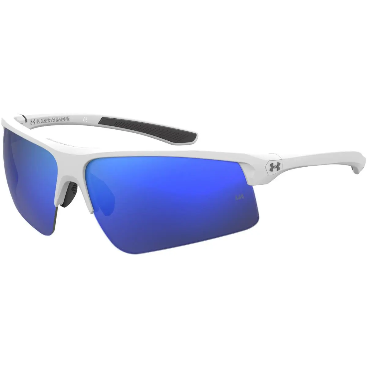 Clutch Men`s Semi-rimless Wrap Sunglasses w/ Mirror Lens Uaclutchog White Grey/Blue Multilayer (0HYM-Z0) by Under Armour