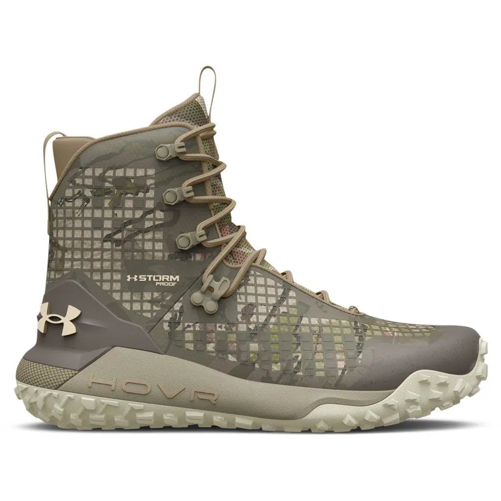 Under Armour Mens UA Hovr Dawn Waterproof 2.0 Boots - High Traction and Energy - Ridge Reaper Camo Barren AFS - Deprecated-Khaki Base