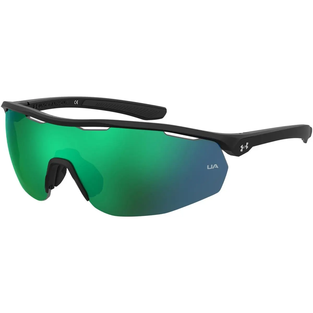 Under Armour Gametime Shield Wrap Sunglasses - Uagametimeog - Matte Black/Green Multilayer (0003-Z9), Frame: Select Variation