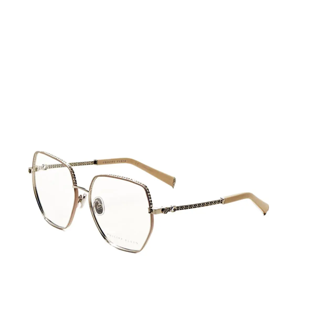 Philipp Plein Women`s 57mm Palladium Beige Opticals VPP054S570S31