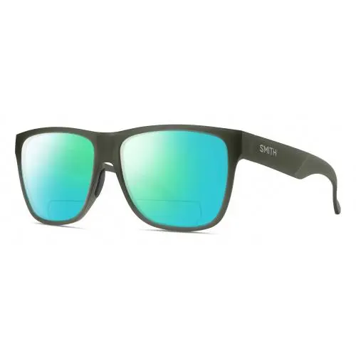 Lowdown XL 2 Unisex Polarized Bifocal Sunglasses Crystal Green 60mm Green Mirror by Smith Optics