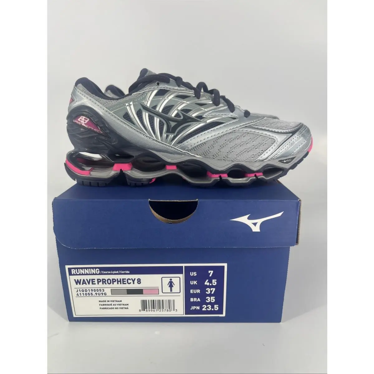 Mizuno Wave Prophecy 8 Women’s Metallic Gray Size 7 Usa Women’s Uk4.5 Eur37br 35