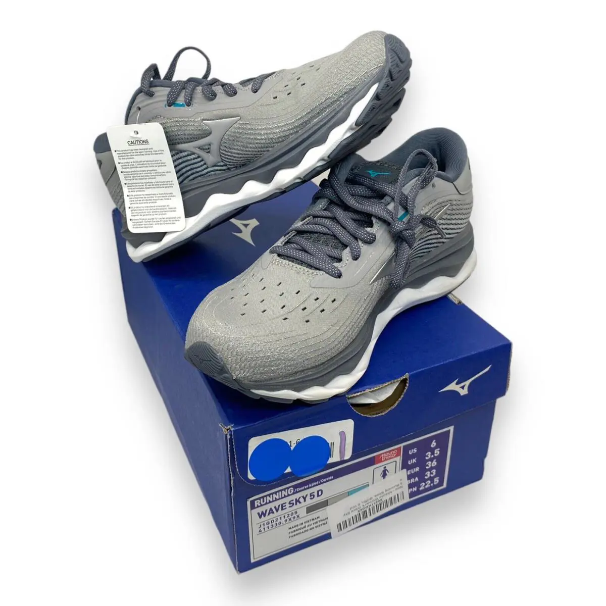 Mizuno Women`s Sky 5 Running Shoes Griffin 6 D Wide US - Grey Blue