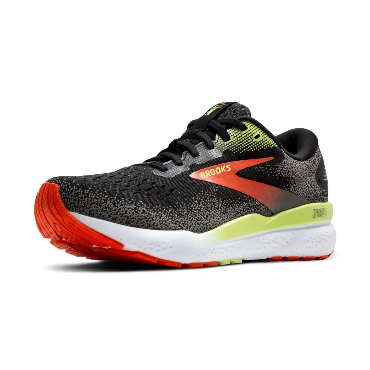 Brooks Men`s Ghost 16 Gtx Waterproof Neutral Running Shoe - Black/mandar - Black/Mandarin Red/Green