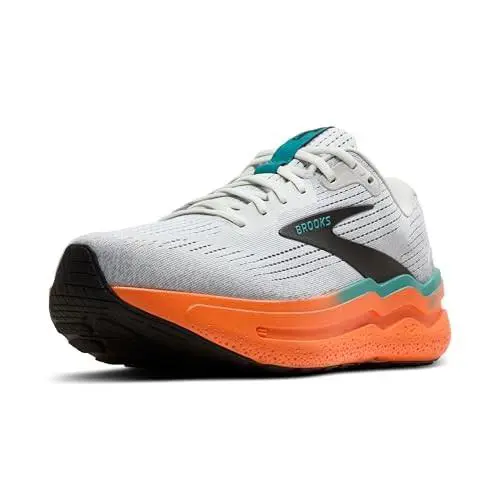 Brooks Men s Ghost Max 2 Neutral Running Walking Shoe - Oyster - Oyster Mushroom/Orange/Teal