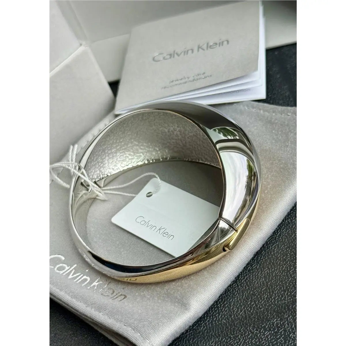 Calvin Klein Empathic Hinged Bangle Bracelet Two Tone Silver Gold f