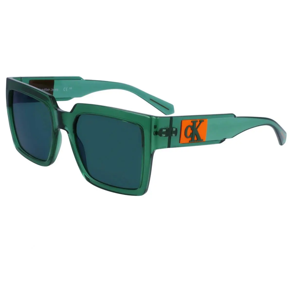 Calvin Klein Jeans Unisex Sunglasses Green Plastic Square Full Rim CKJ23622S 300 - Frame: Green, Lens: Solid Mirror Green