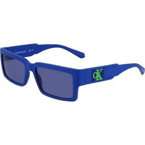 Jeans Men Rectangular Sunglasses - Blue - CKJ23623 by Calvin Klein