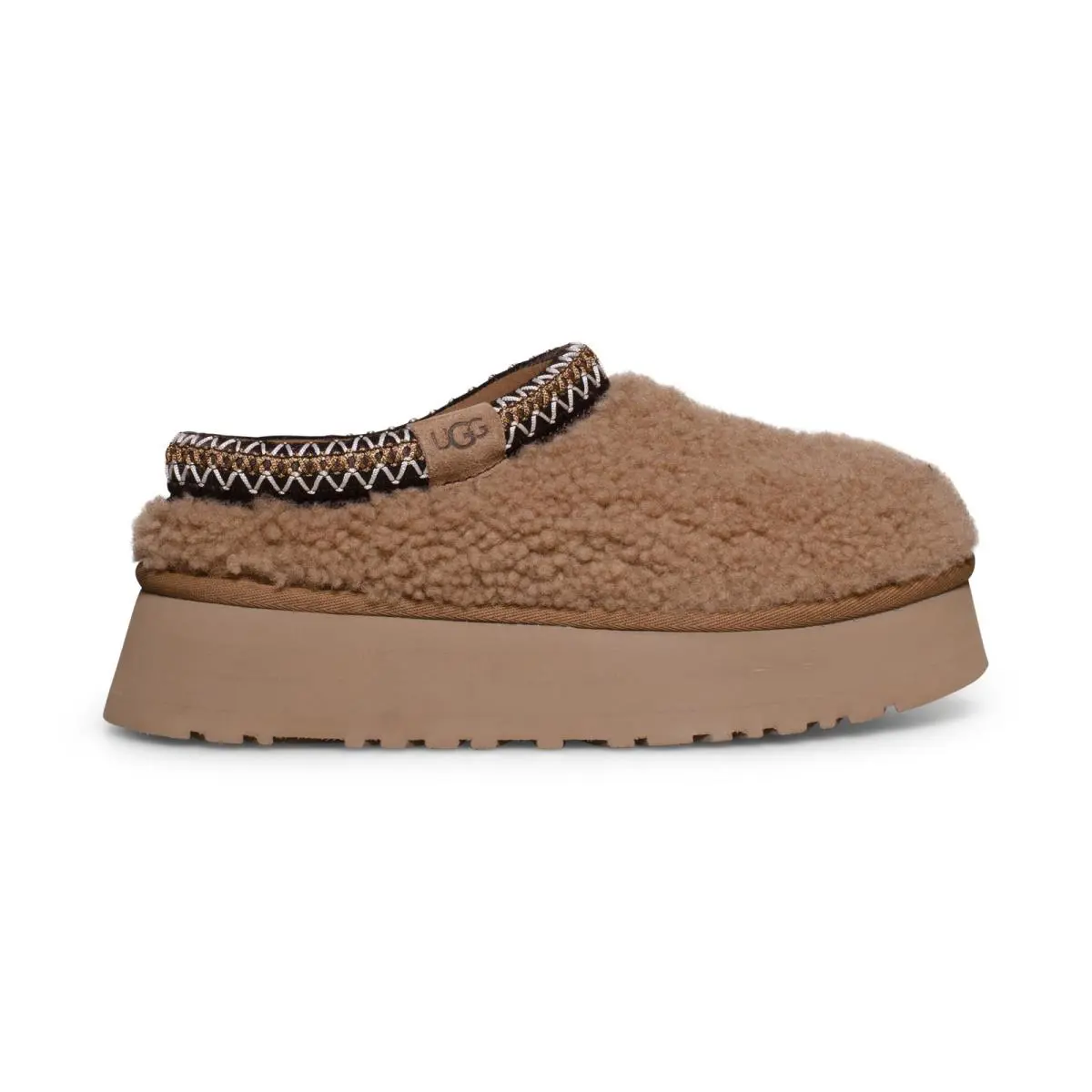 Ugg Maxi Curly Tazz Chestnut Suede Lined Shearling Women`s Slippers Size US 11 - Chestnut