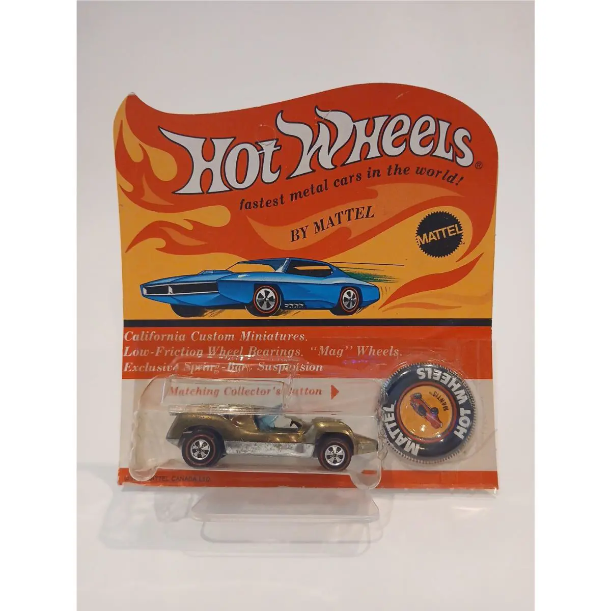 Hotwheels 1970 Rare Canadian Blister Redline Mantis Olive HK Unpunched
