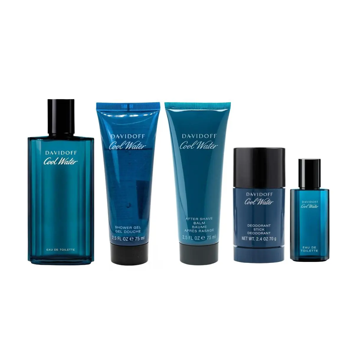 Cool Water by Davidoff For Men 5 Pcs Gift Set 4.2 oz Edt Spray After Shave + Gel