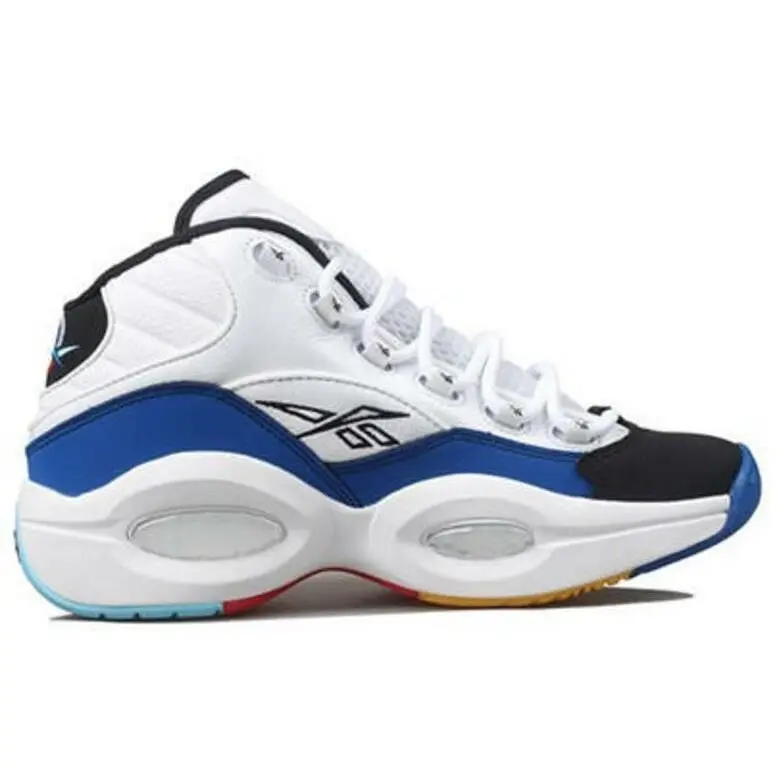 Reebok Men`s Question Mid Basketball Shoes White Black Red Size 11 - White