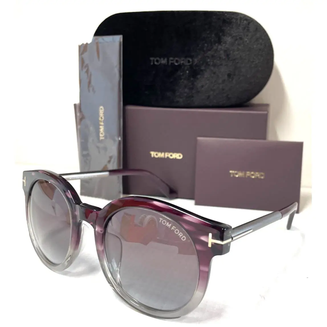 Tom Ford Janina TF435-F 83T Burgundy/pink Gradient Sunglasses 53-22