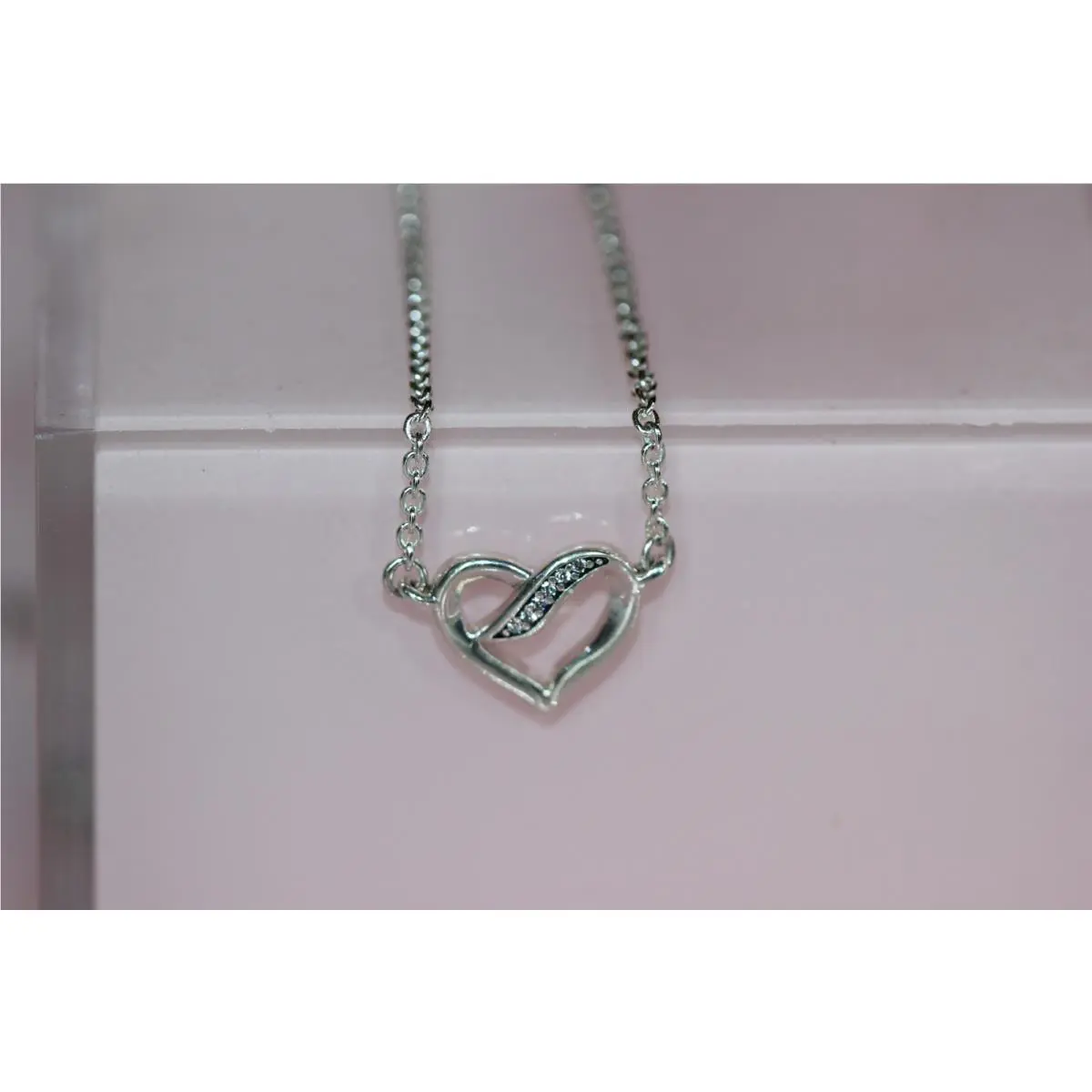 Pandora Ribbons of Love Necklace 590535cz-45 Adjustable Ster Silv Barcoded Bag
