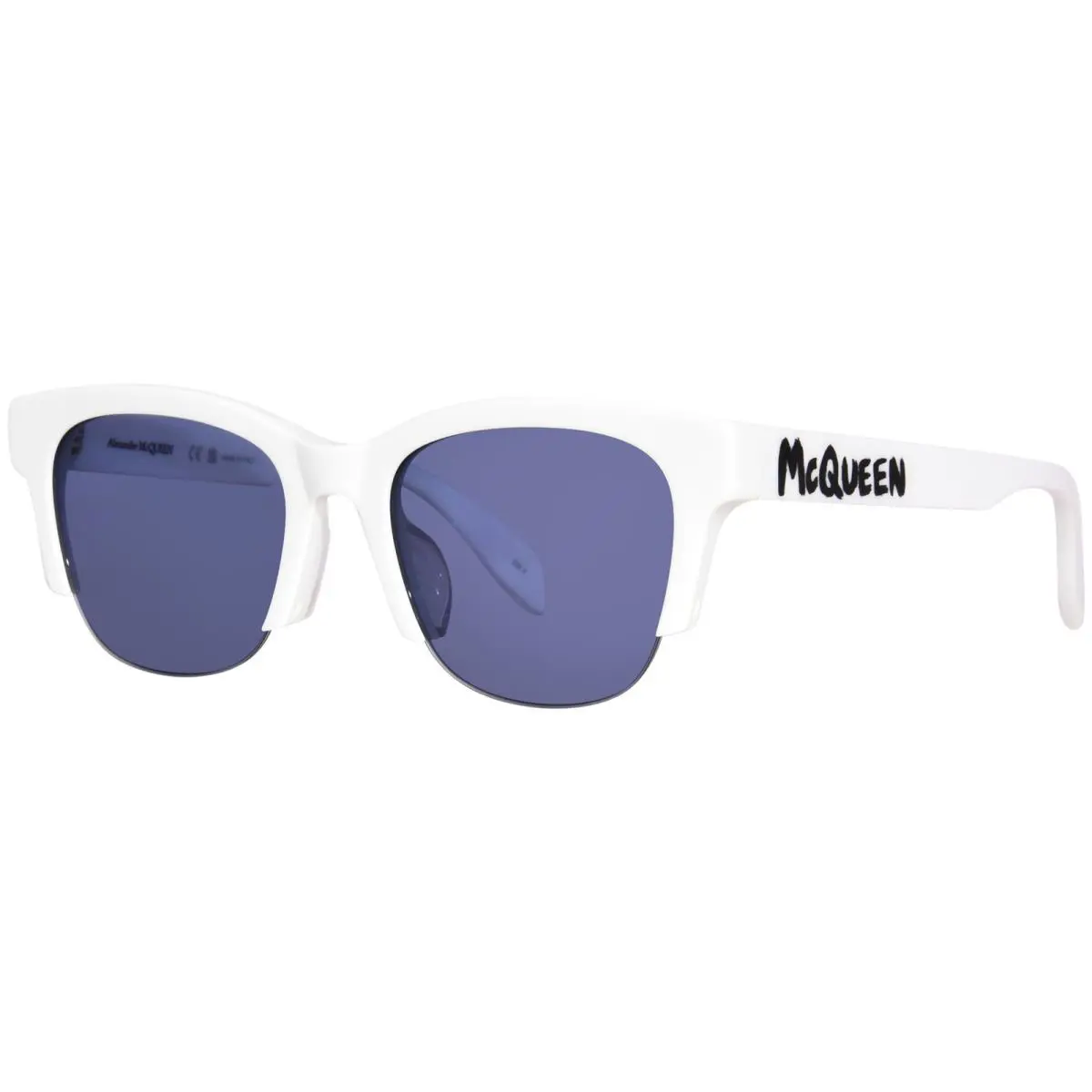 Alexander Mcqueen AM0406SA 004 Sunglasses Women`s White/blue Square Shape 54mm