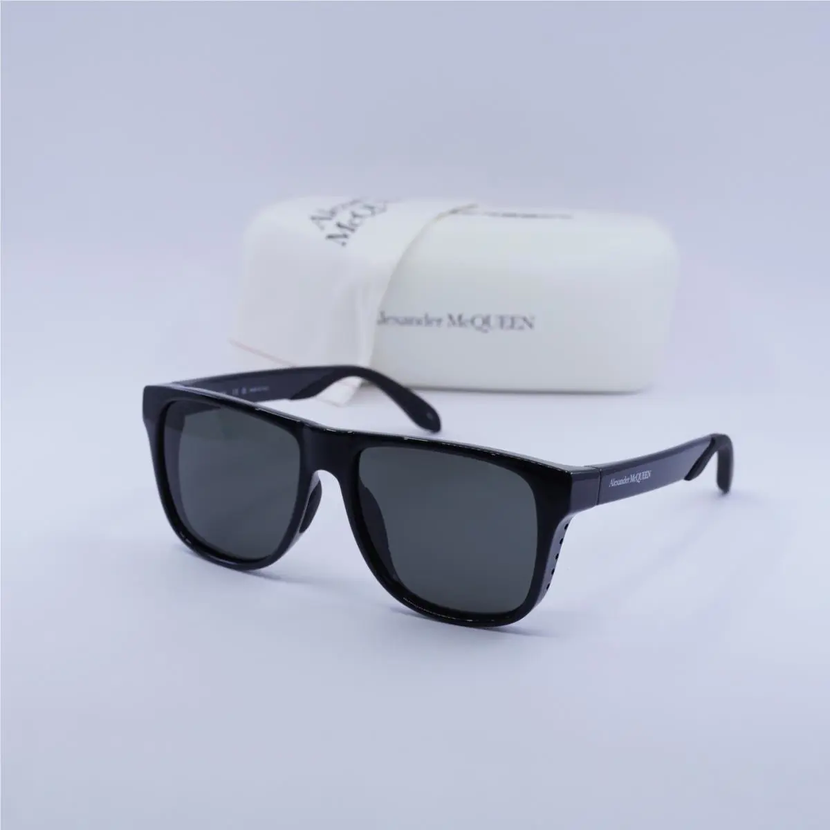 Alexander Mcqueen AM0292SA 001 Shiny Black/grey 56-16-145 Sunglasses